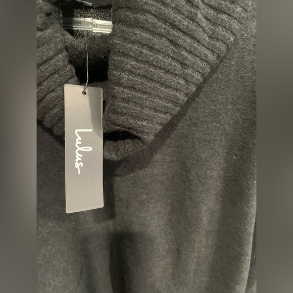 NWT Lulus Autumn Daze Black Cowl Neck Long Sleeve Sweater Dress - Size L - Picture 9 of 15